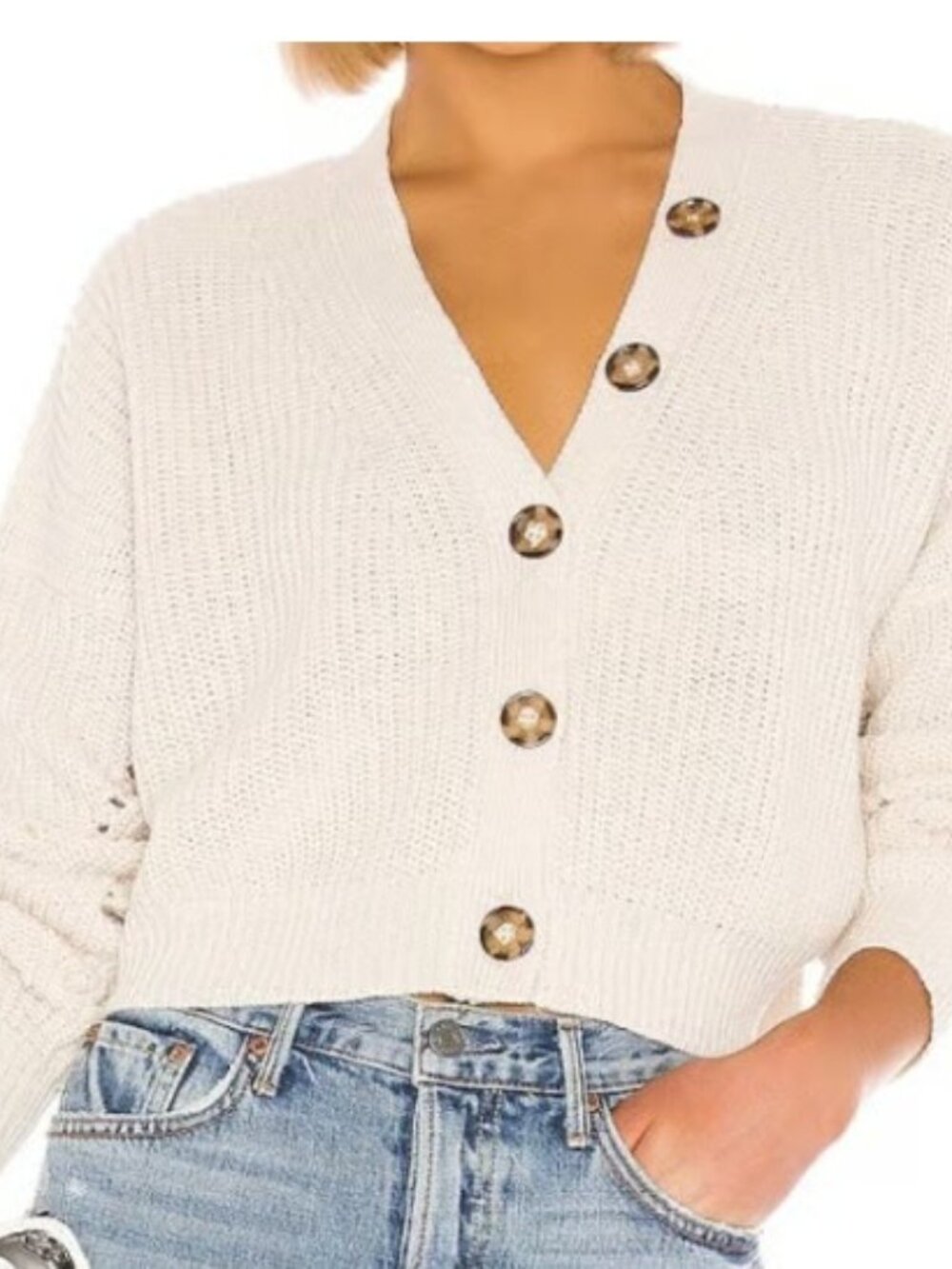 Line & Dot Cropped Cardigan Sweater